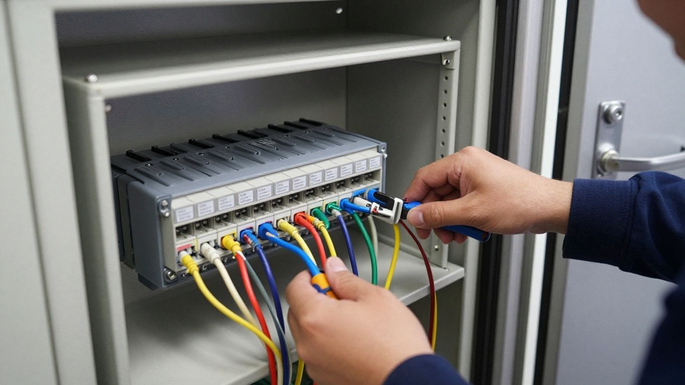 Technician wiring readers and door hardware
