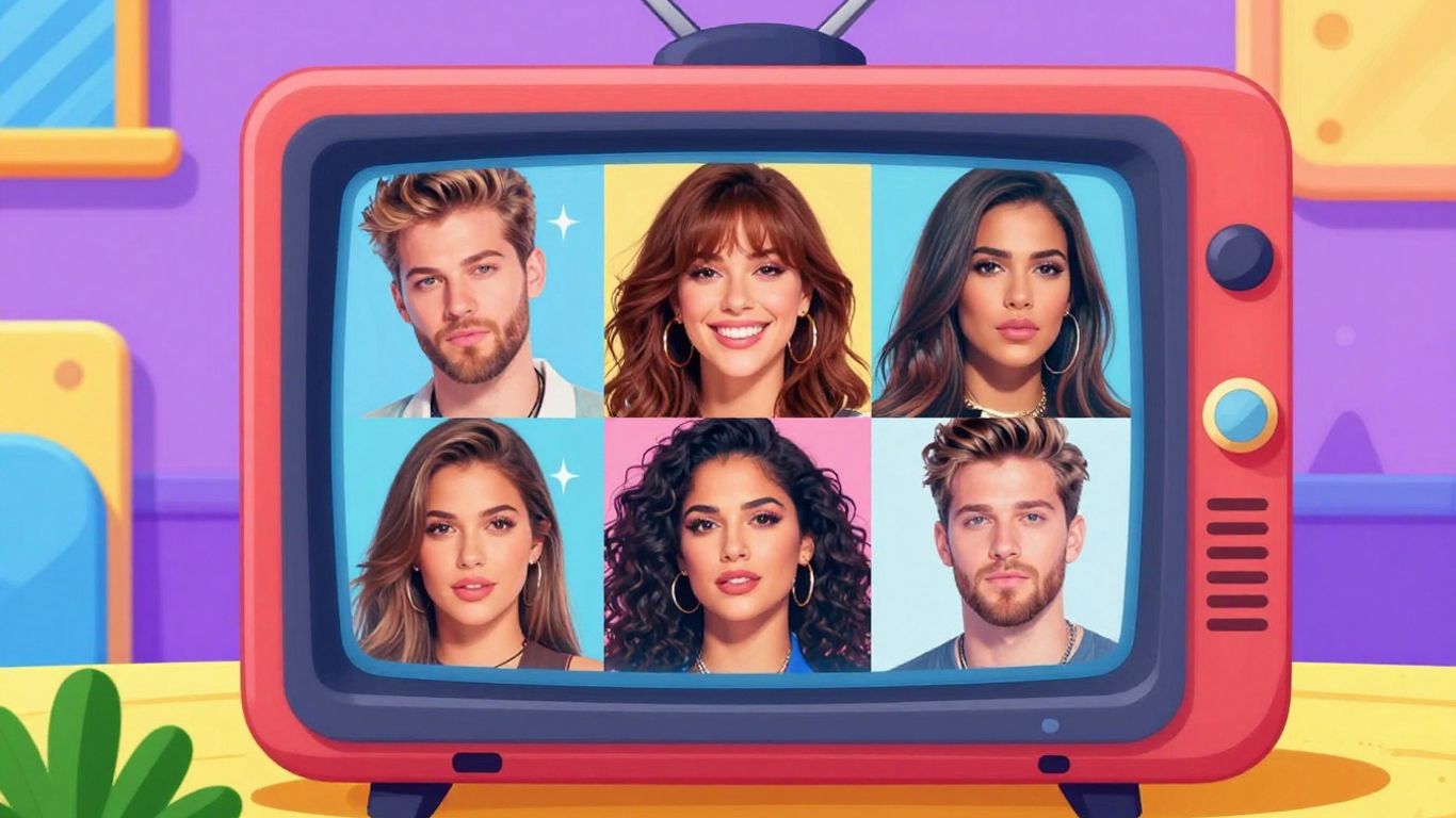 Entertainment Tonight logo with celebrity faces.