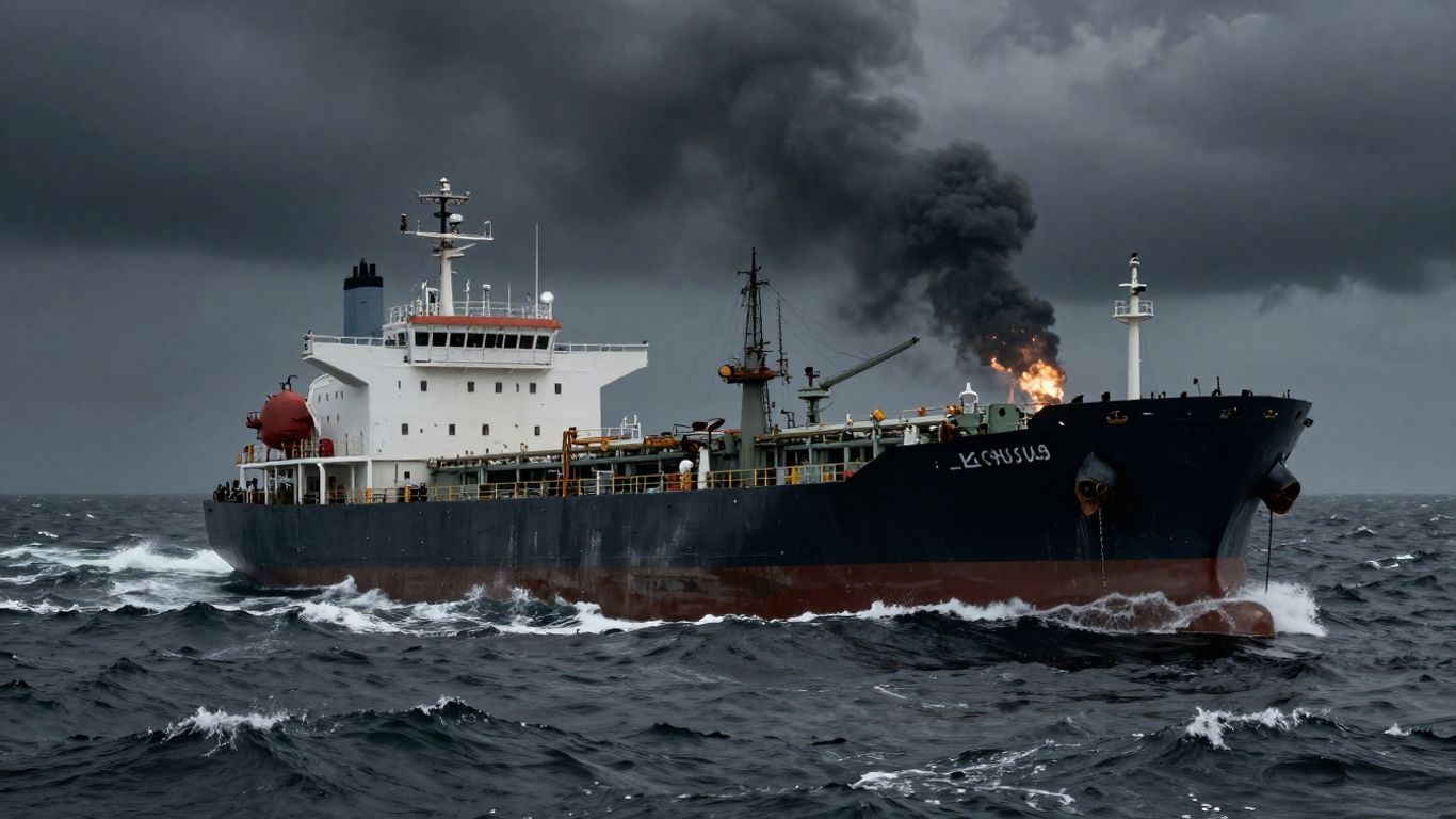 Oil tanker under attack in stormy seas