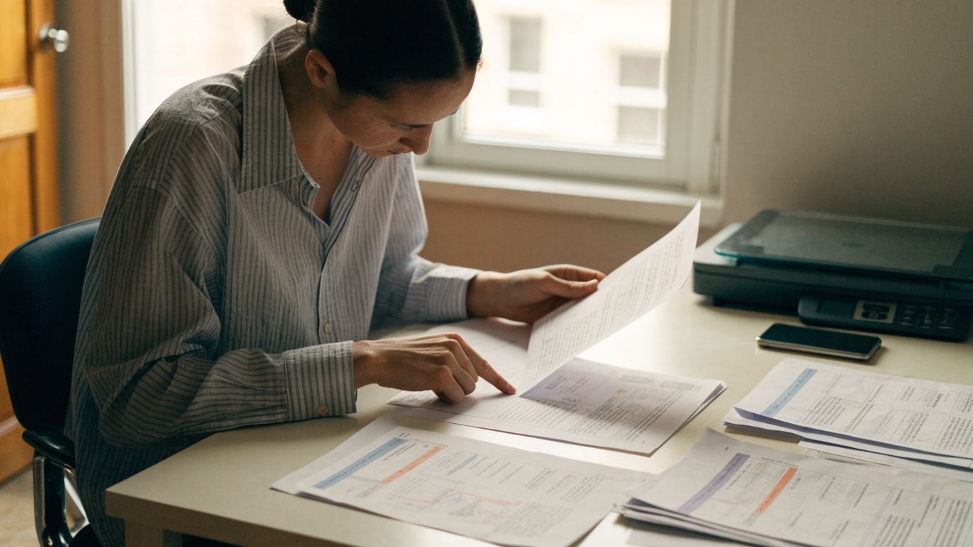 A person reviewing clear medical pages before uploading