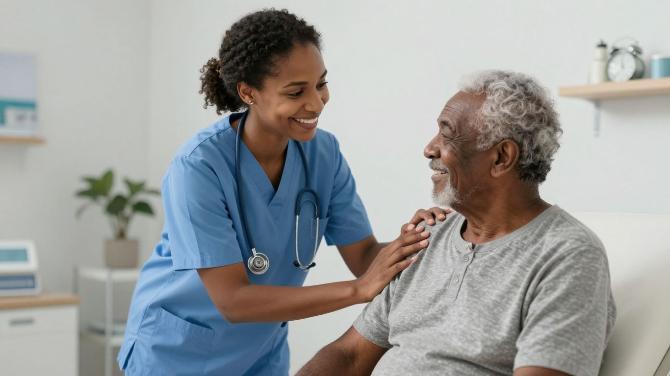 CNA helping elderly patient with care and compassion.