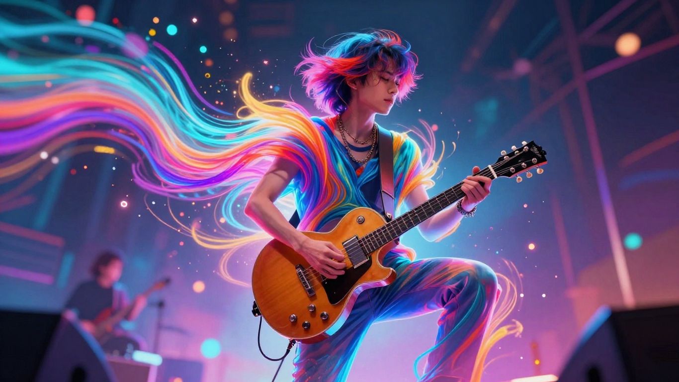 AI music video creation with vibrant visuals.