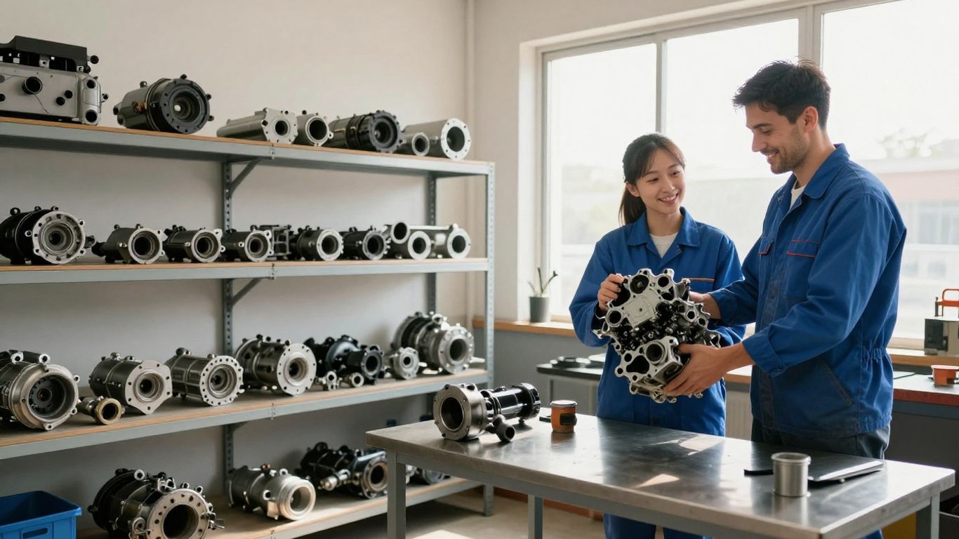 BMW car parts in a workshop
