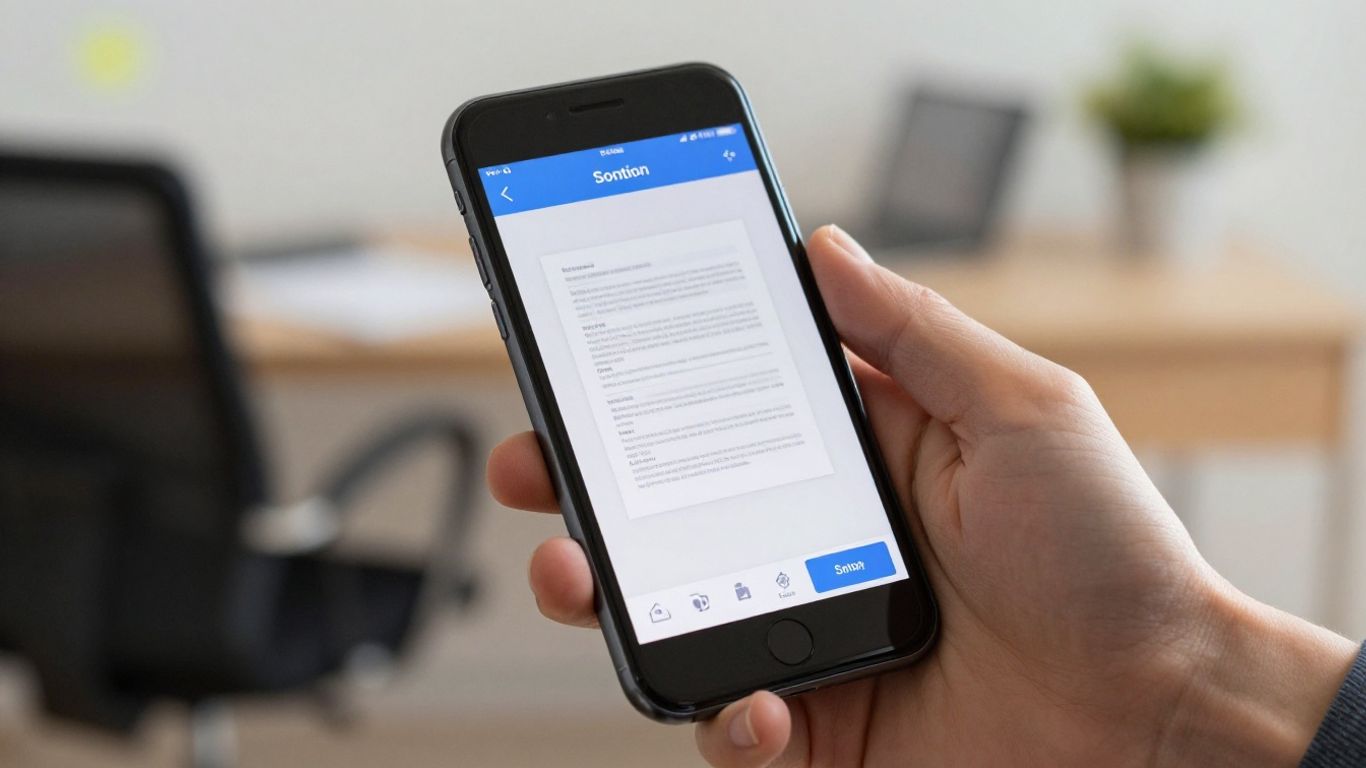 Smartphone scanning a document with a free app.