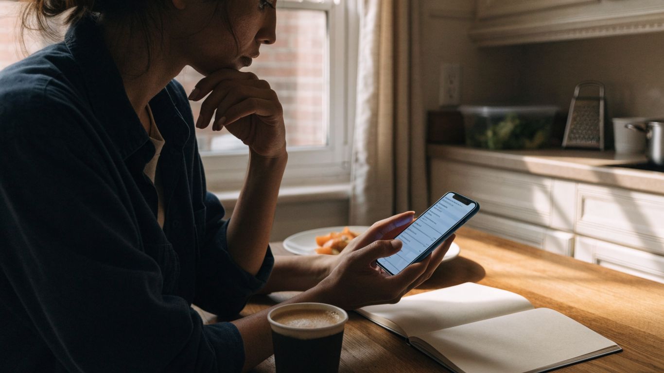 Persona revisa gastos en su celular