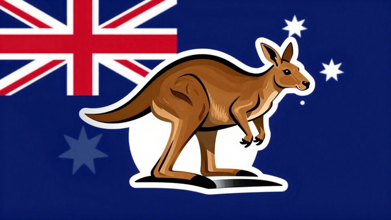 Australian Military Bank logo with kangaroo and boomerang.