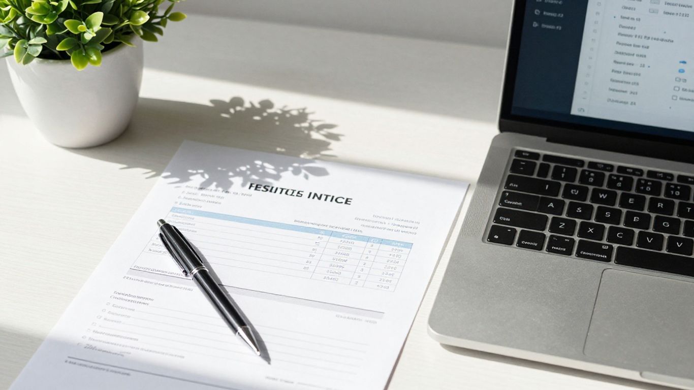 Laptop showing invoice and estimate forms on desk.