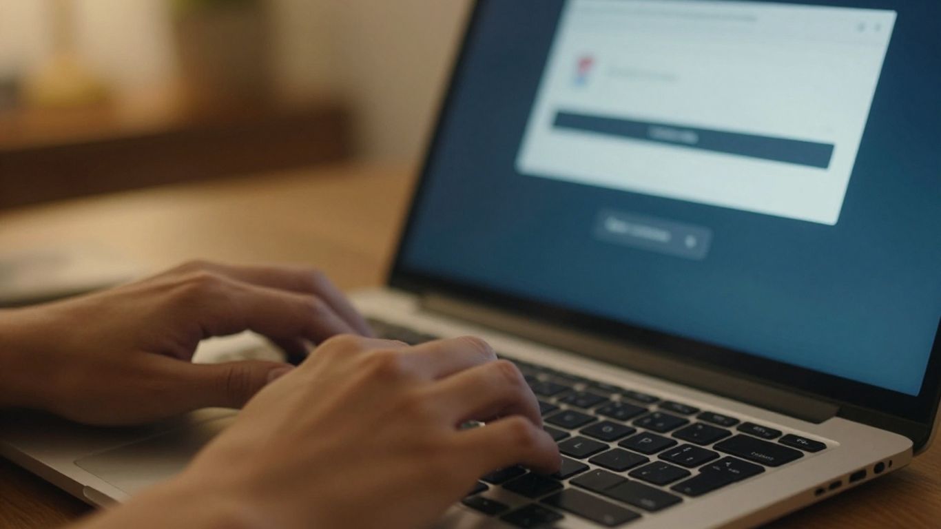 Person logging into SBA disaster loan account on laptop.