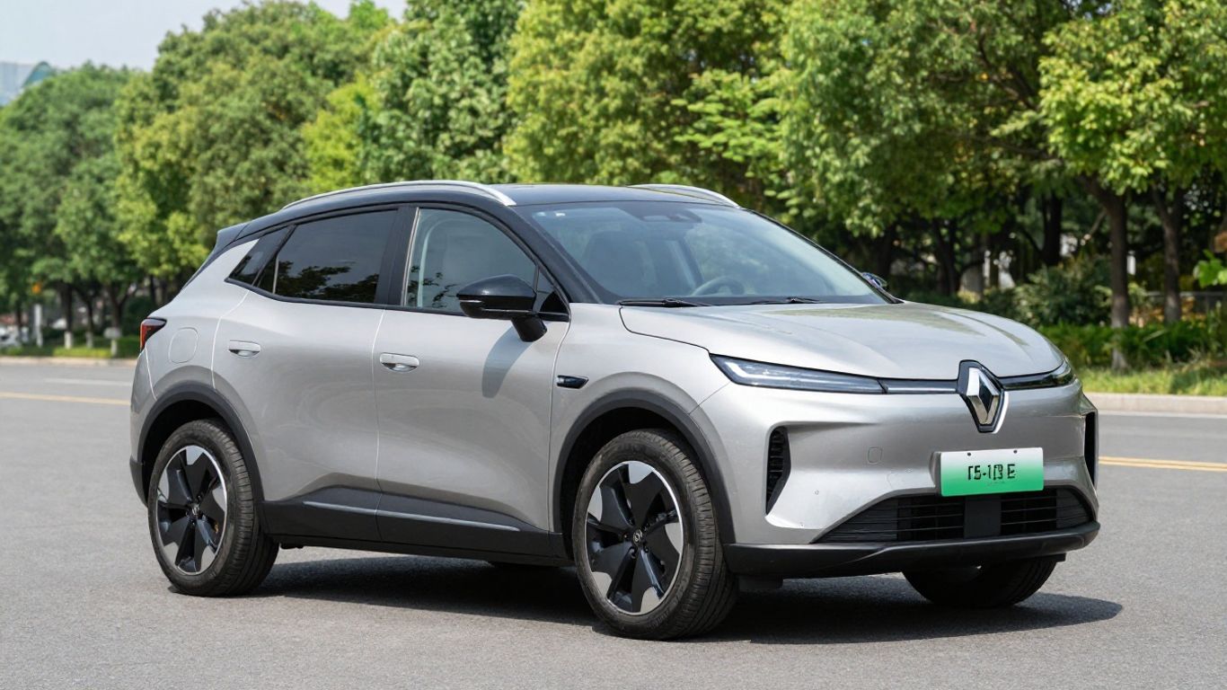 Renault R4 E-Tech Electric SUV in a natural setting.
