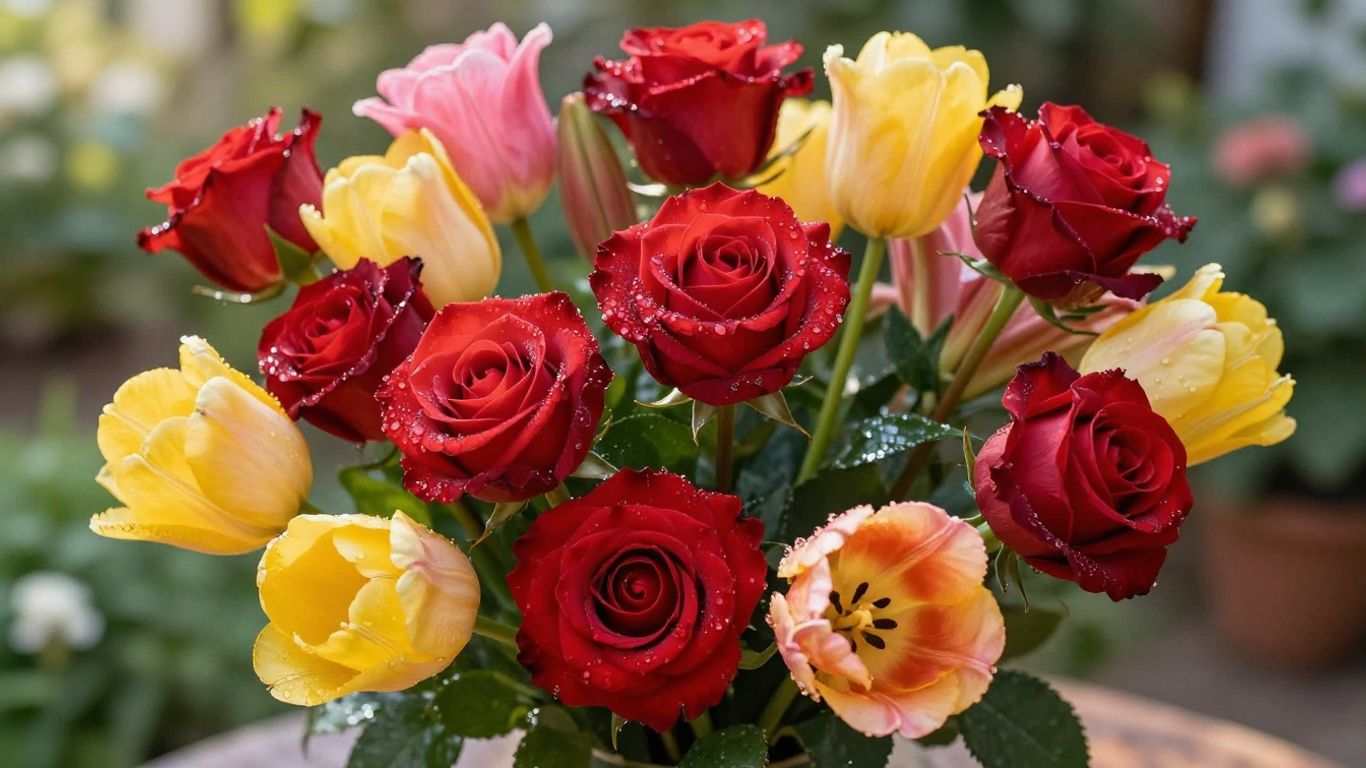 Vibrant bouquet of long-lasting flowers in full bloom.