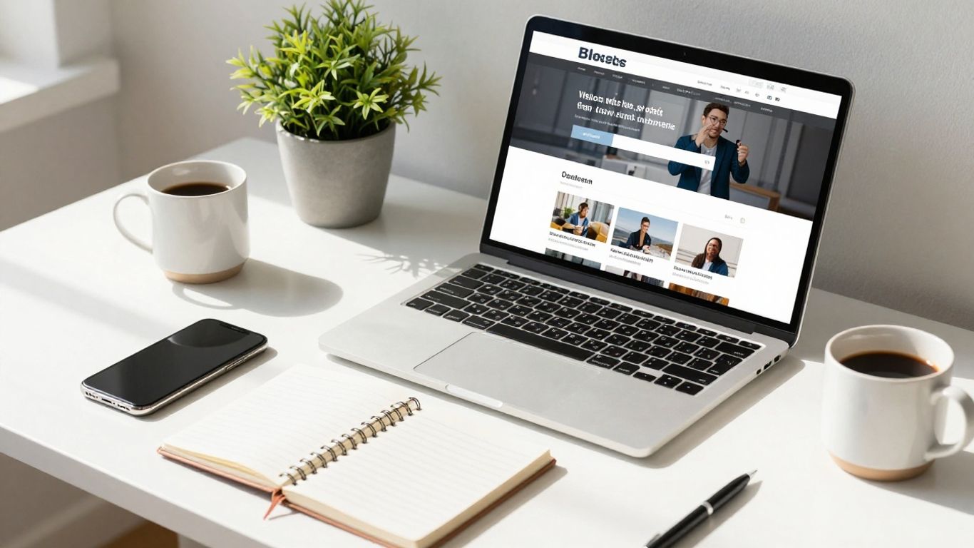 Affiliate marketing tech stack with laptop and tools.