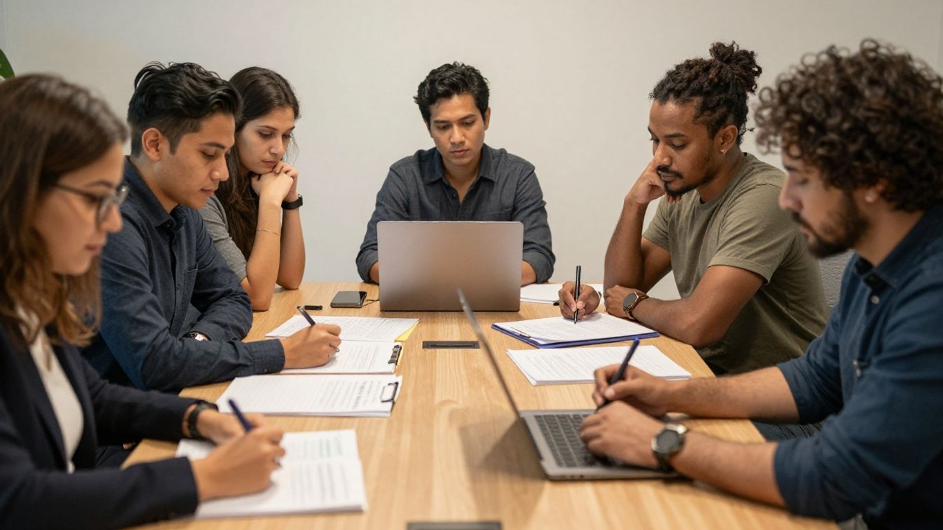 Colleagues reviewing personalized cultural coaching notes