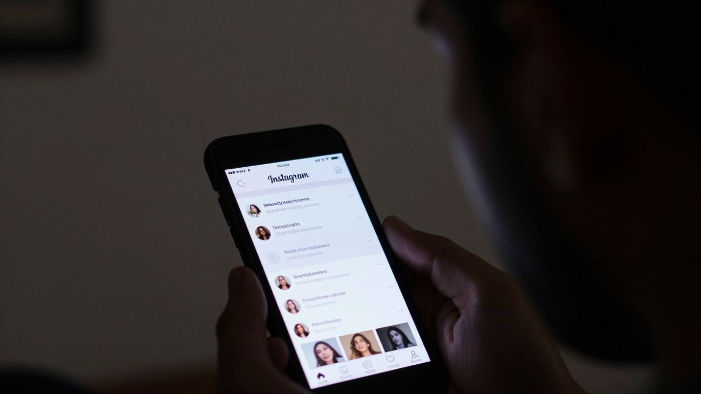 Pessoa vendo stories do Instagram anonimamente no celular.