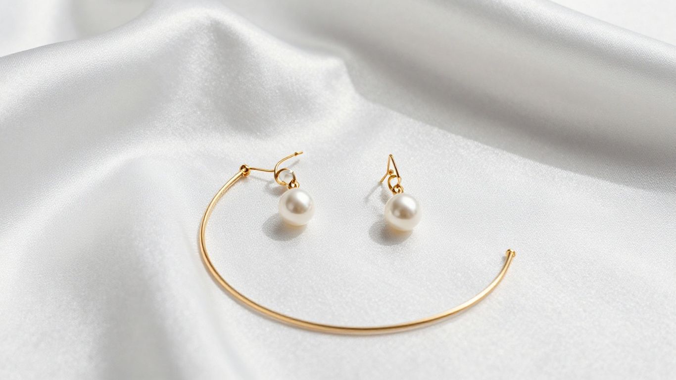 Minimalist bridal accessories on a table surface