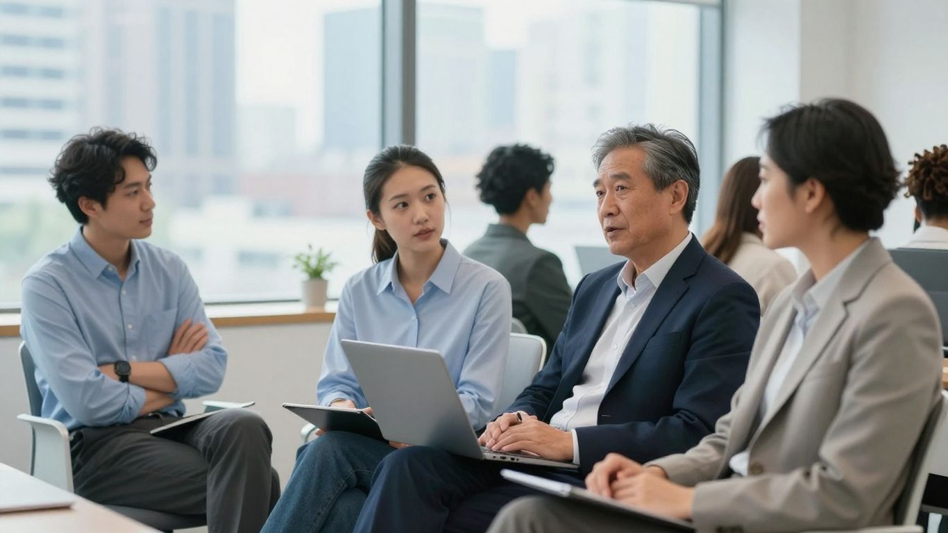 Manager coaching a multicultural project team
