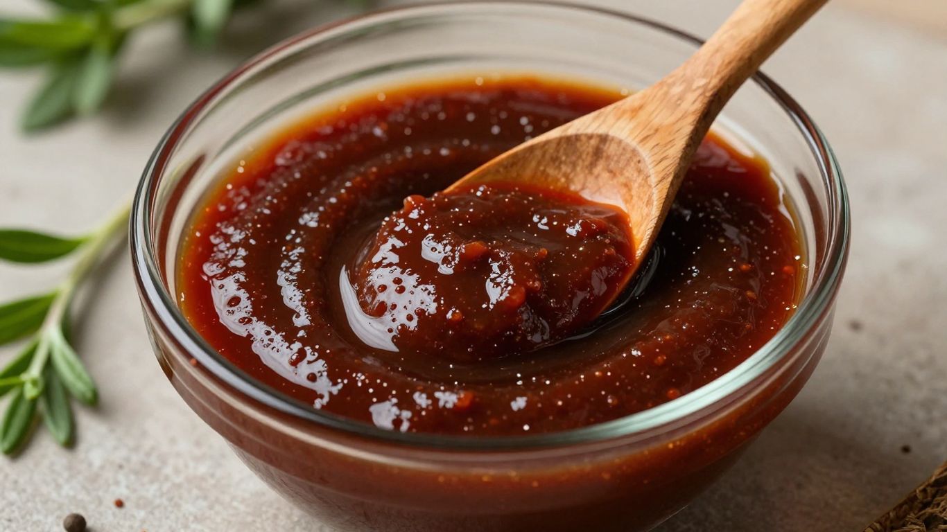 Whole30 BBQ sauce in a bowl with a spoon.