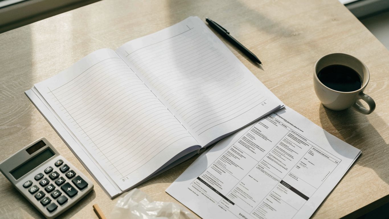 Cash book beside a printed bank statement