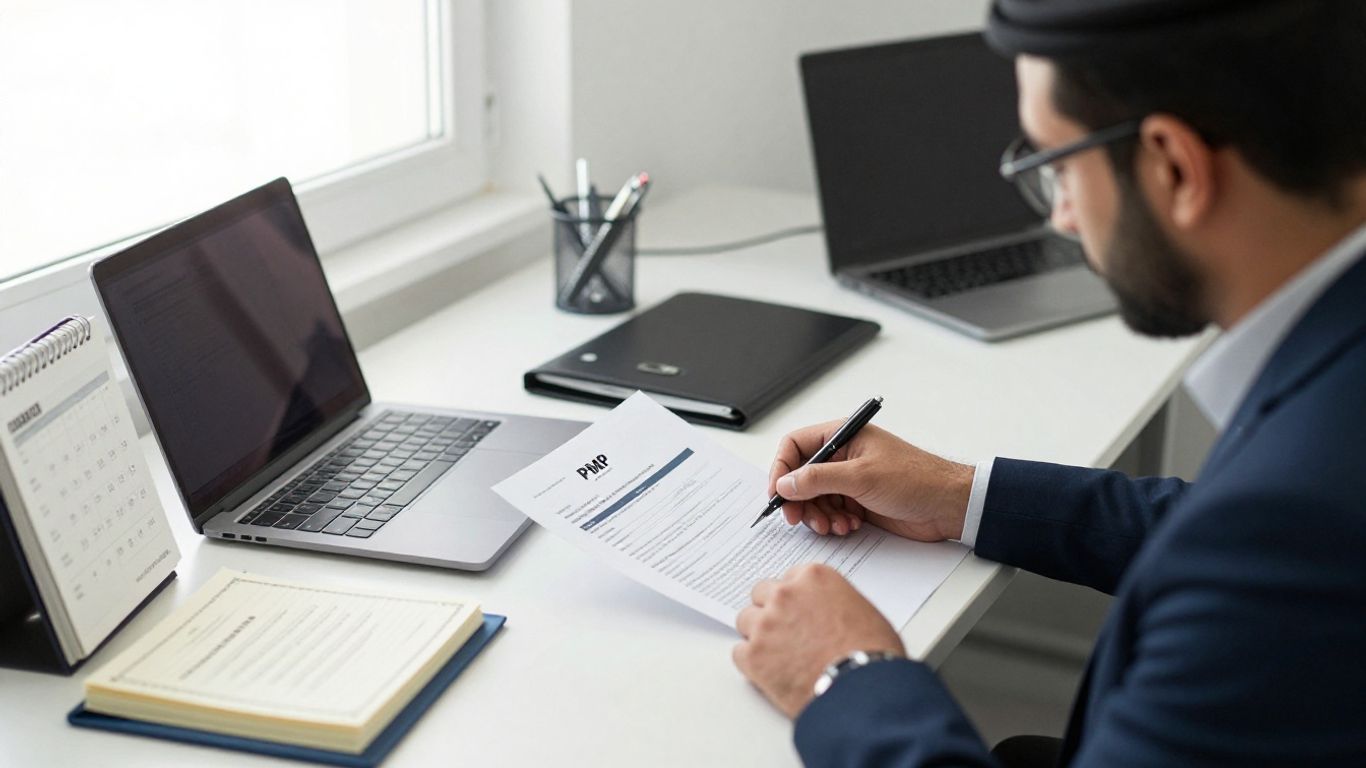 متقدم يراجع مستندات إدارة المشاريع