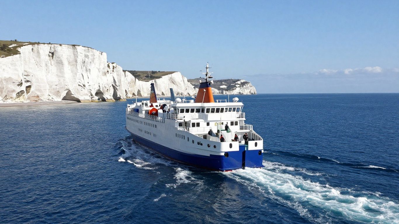 Ferry approaching the French coast from Folkestone.