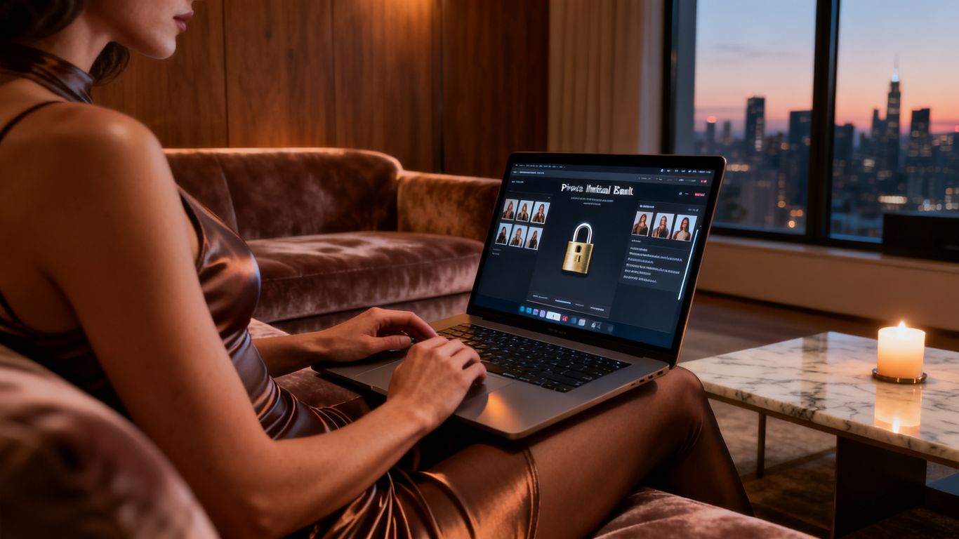 Private adult video workspace with locked media vault