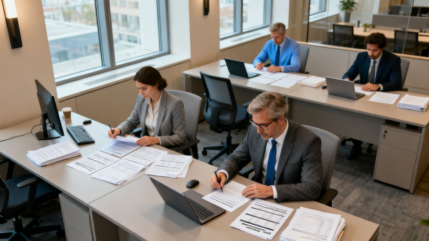 Ein Büro mit Steuerdokumenten