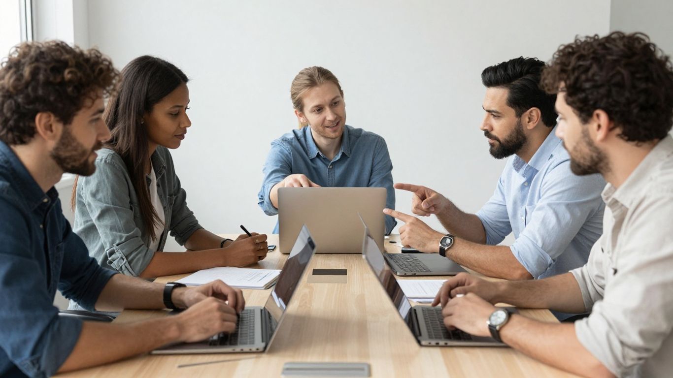Digital agency team collaborating on a project.