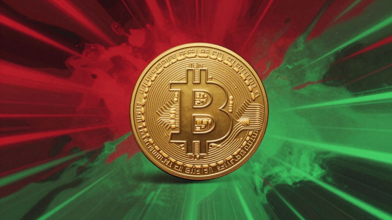 Bitcoin coin amidst turbulent market flow