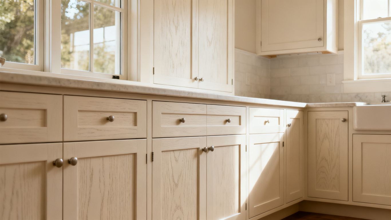 Freshly painted kitchen cabinets with durable finish