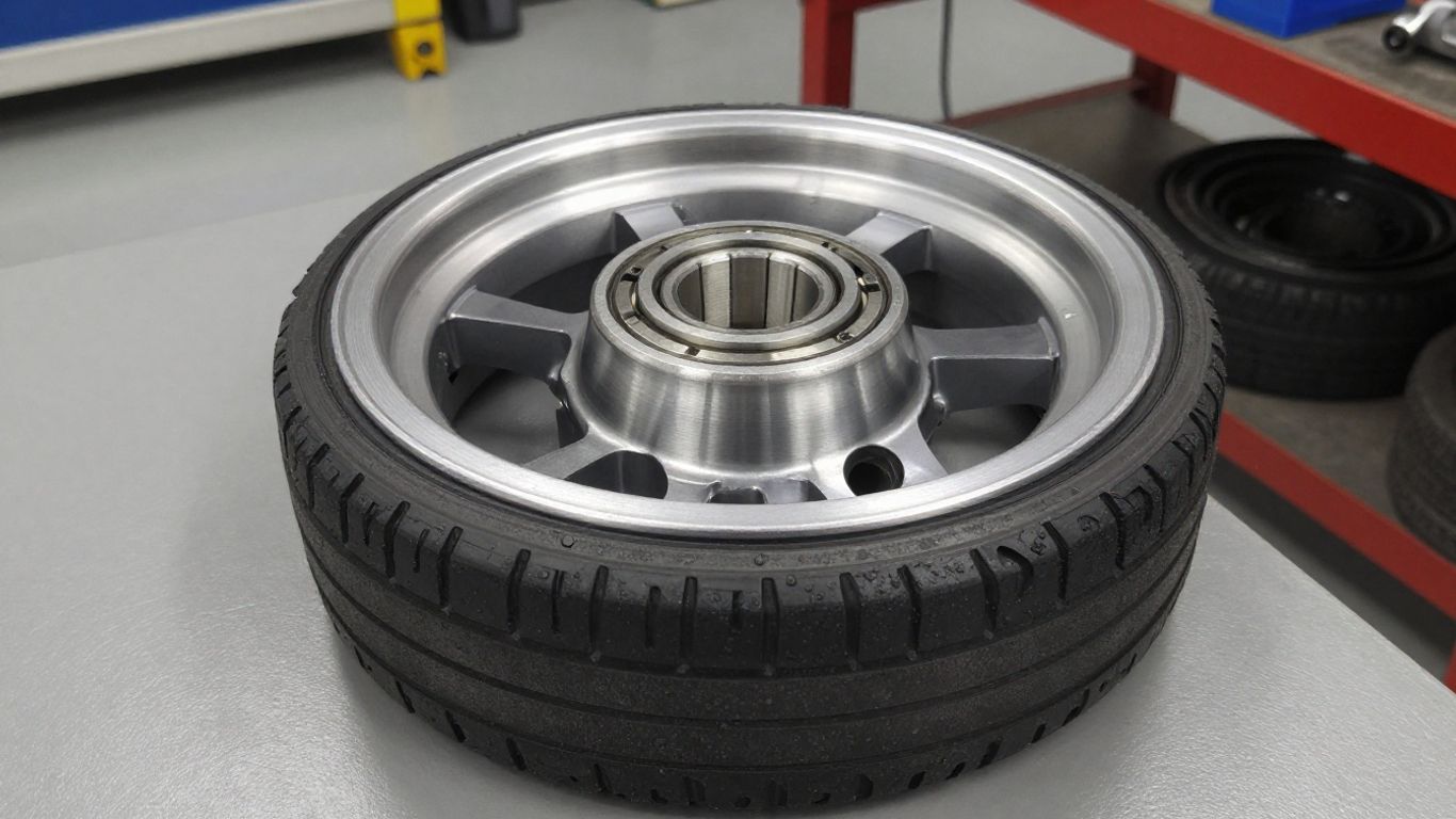Close view of a Tesla Model 3 wheel hub