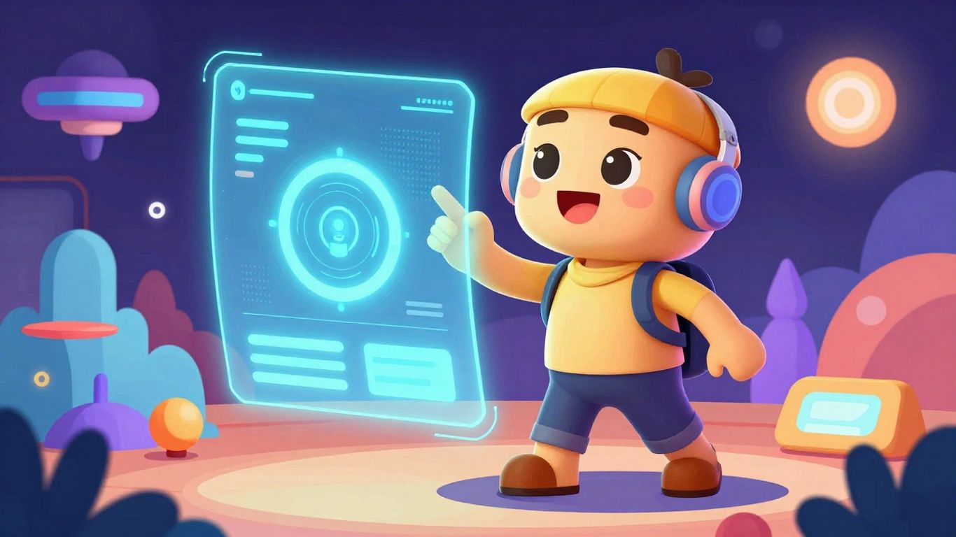 AI character learning with futuristic interfaces