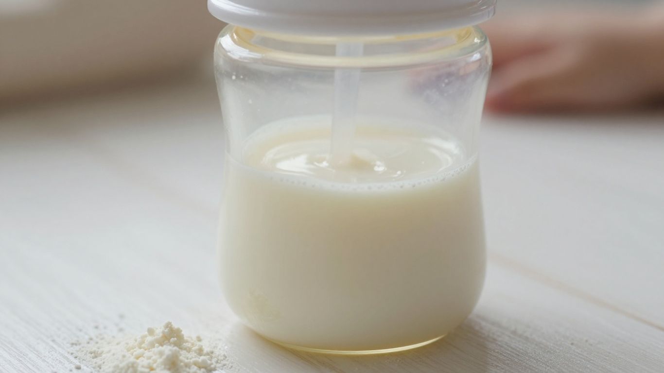 Bebé bebiendo leche de fórmula de un biberón.