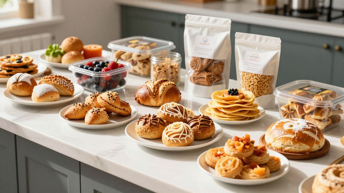 Homemade food items on a kitchen counter.
