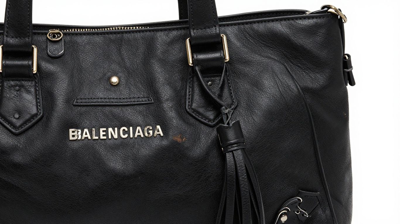 Black Balenciaga City bag with silver hardware.