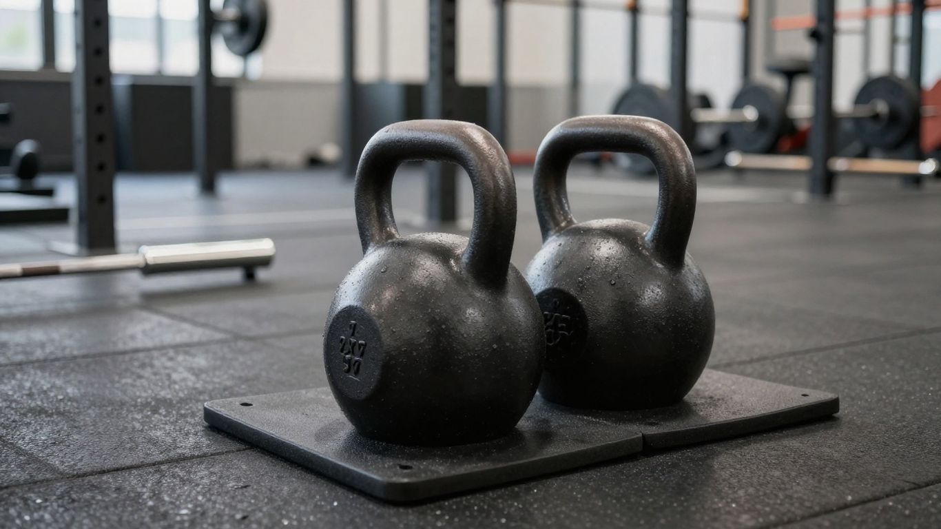 Heavy lifting weights in a gym