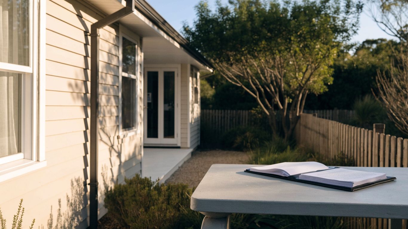 Australian property documents beside a suburban home