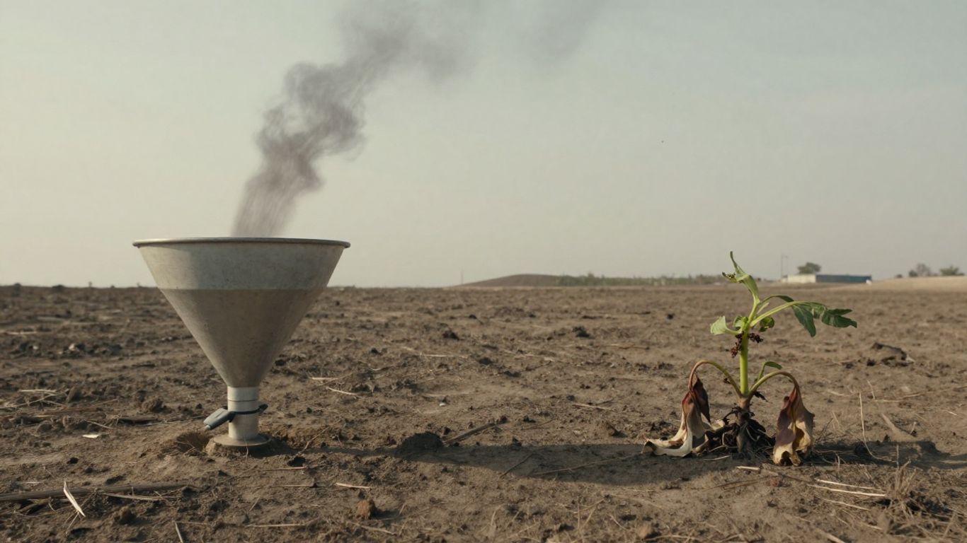 SEO traffic funnel contrasted with a barren landscape.