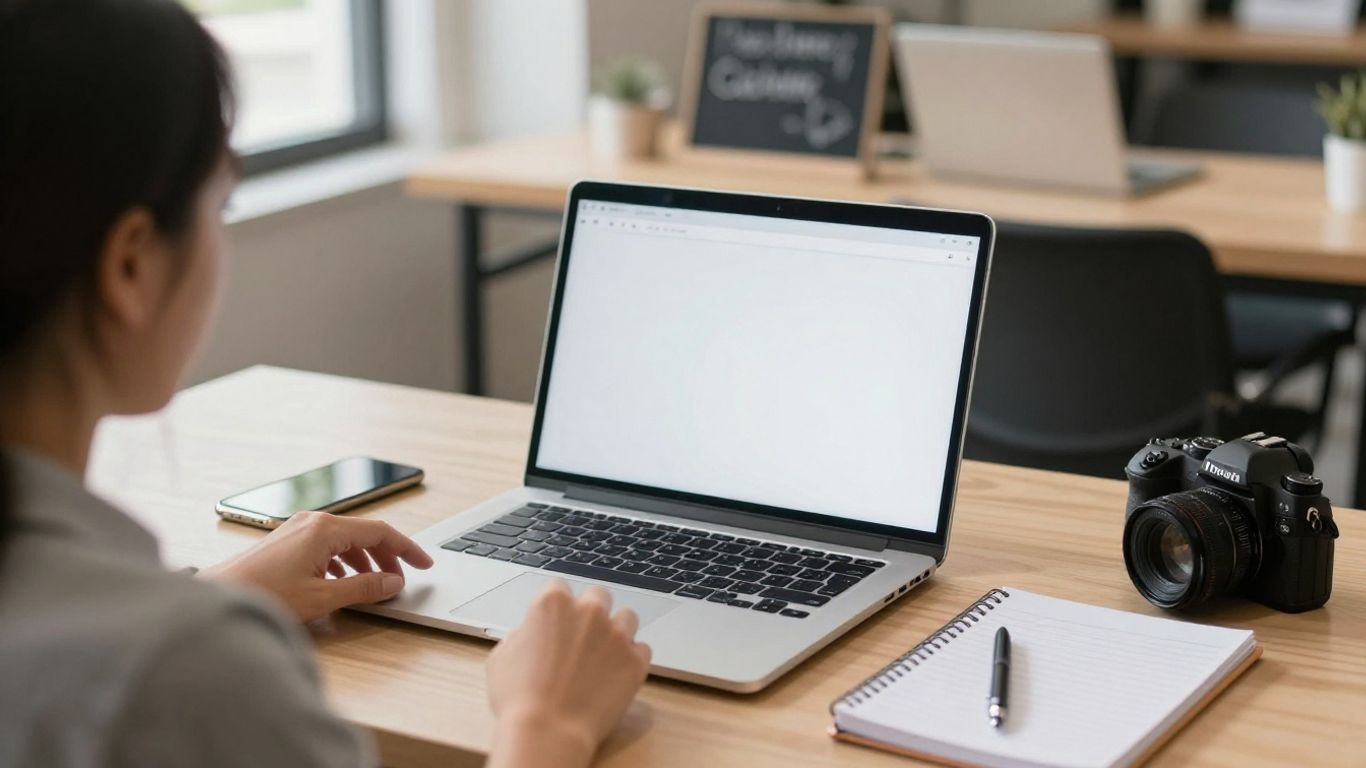 A marketer preparing giveaway posts and email