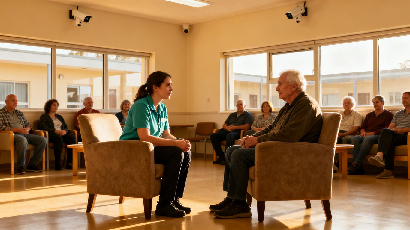 Supportive conversation in a safe communal housing setting