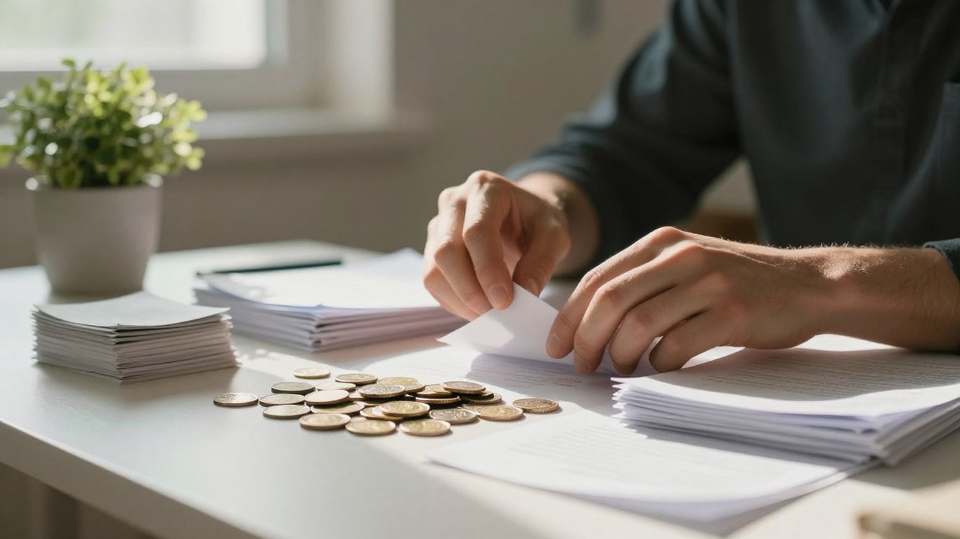 Pessoa organizando finanças com clareza e tranquilidade.