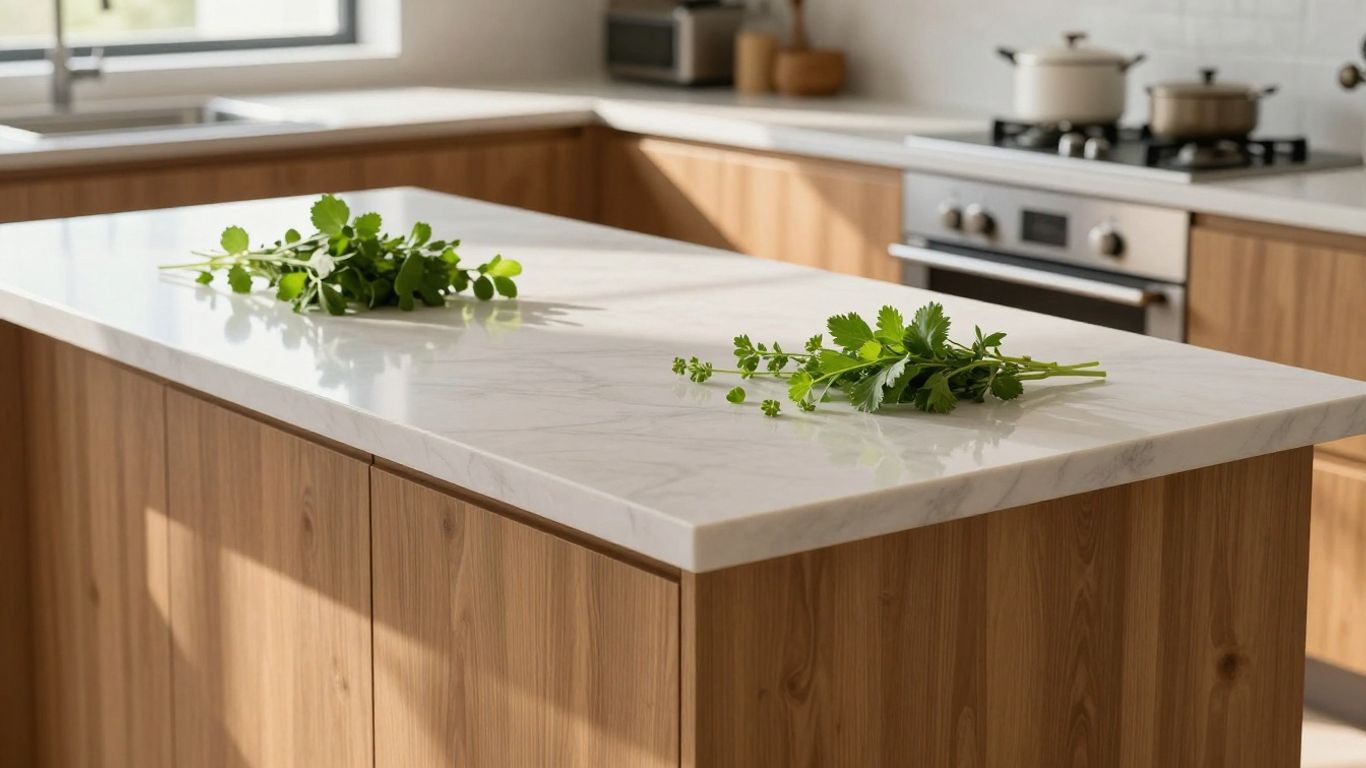 Cool countertop in a sunny kitchen