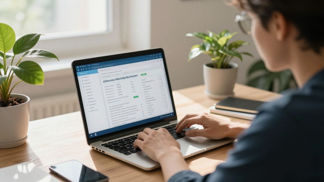 Beginner setting affiliate marketing goals on laptop