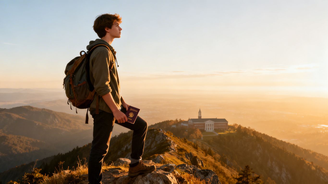 Student looking at horizon after gap year.