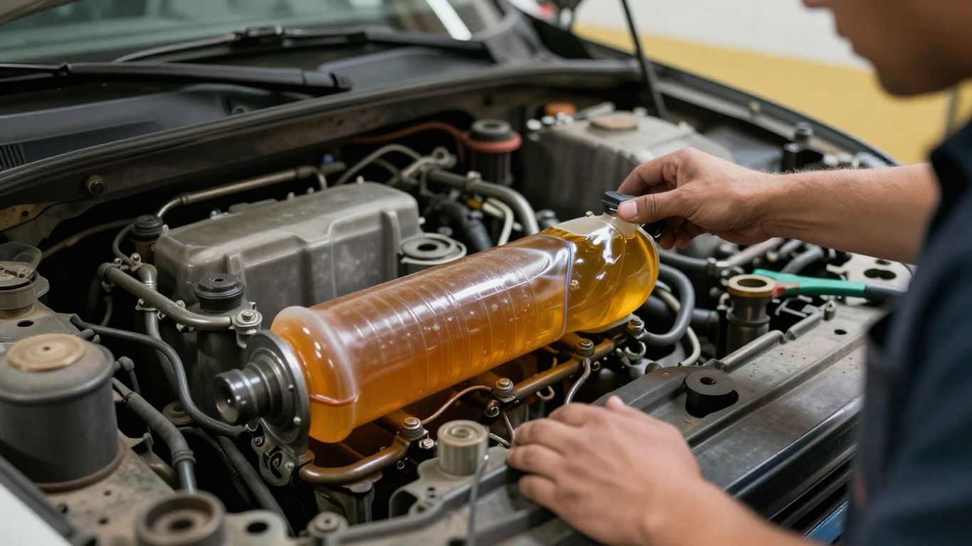 Transmission fluid inspection beside vehicle