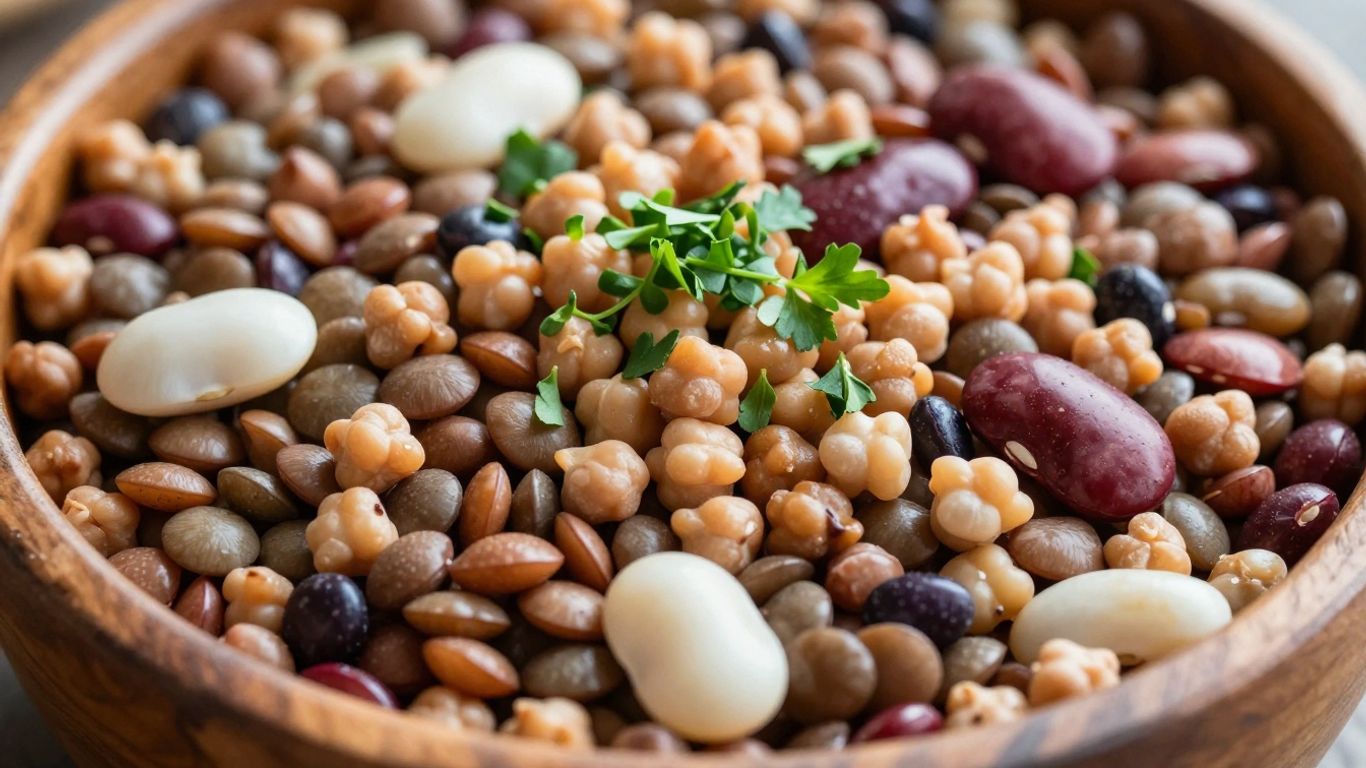 Bol de légumineuses variées et colorées