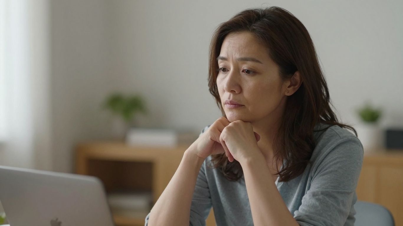 Woman experiencing perimenopause brain fog, seeking clarity.