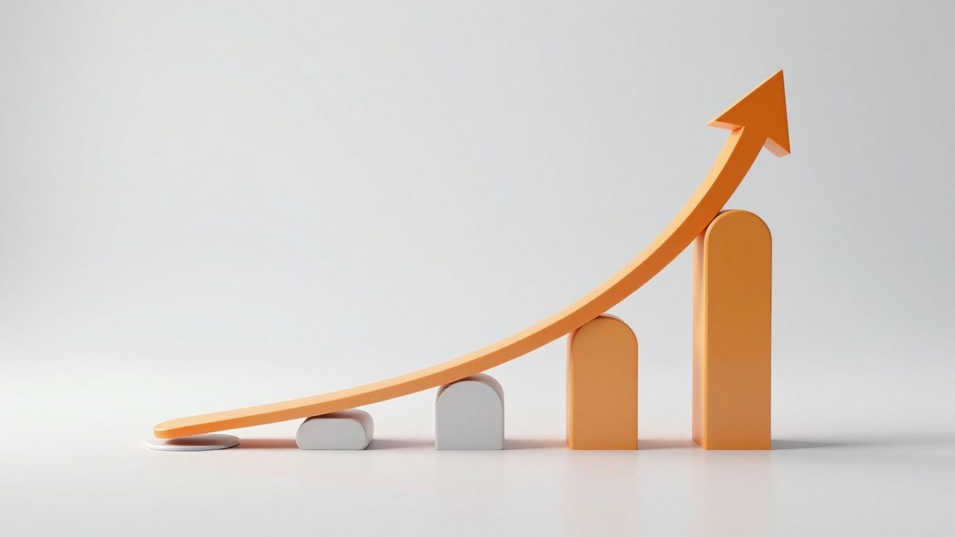 Sales funnel stages with growth and progression elements.