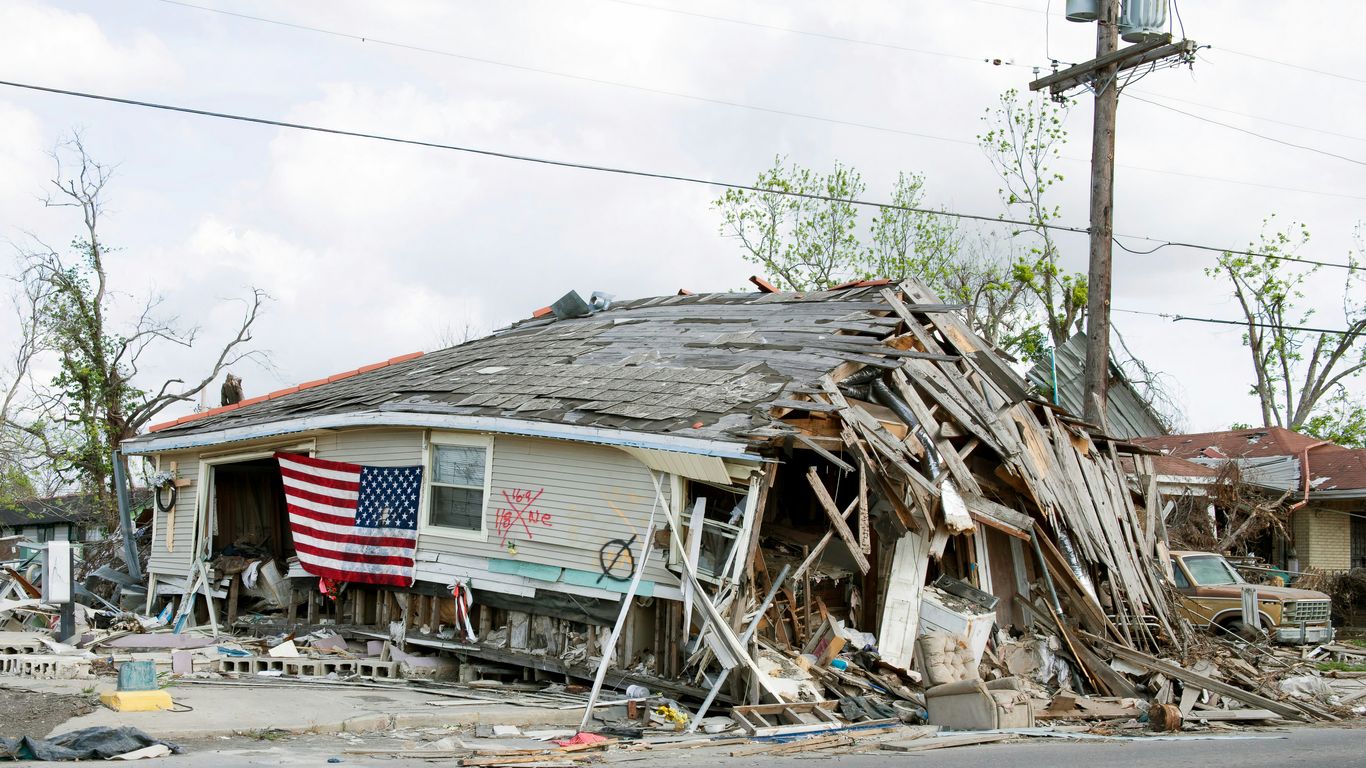 Barber Shop located in Ninth Ward, New Orleans, Louisiana, damaged by Hurricane Katrina in 2005. 