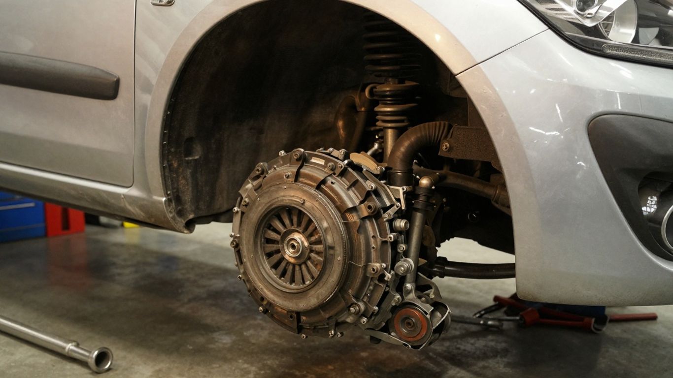 Technician inspecting clutch components