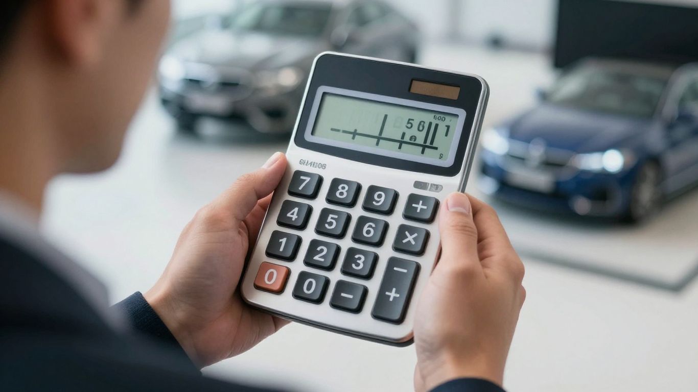 Car loan calculator interface with sliders and numbers.
