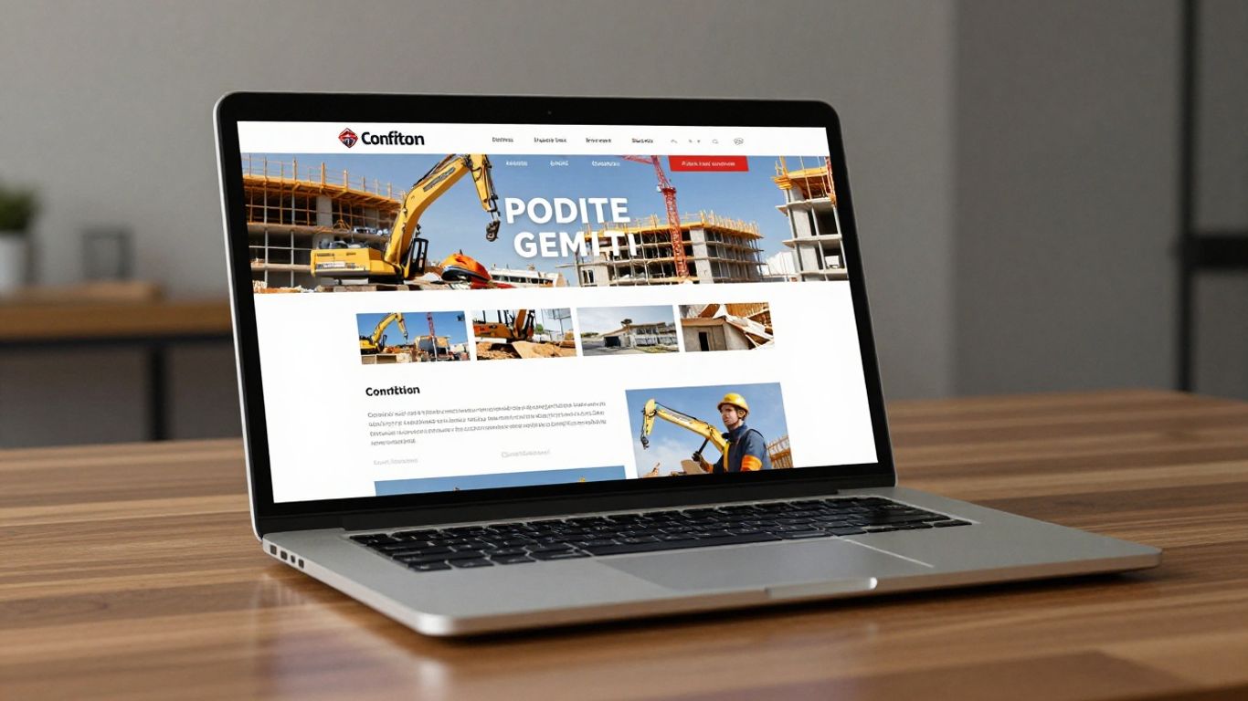 Contractor website on a laptop screen.